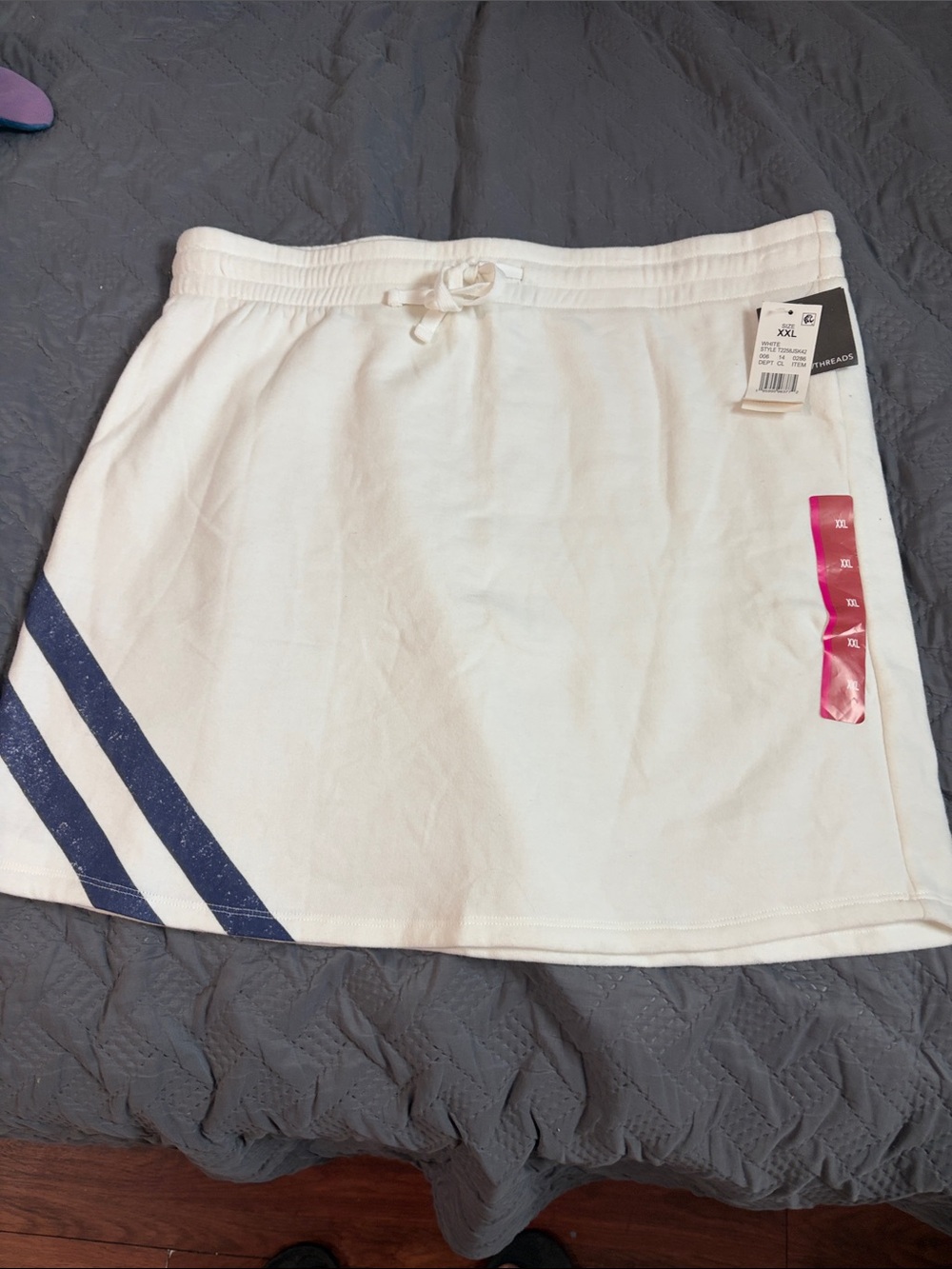 Grayson Threads White Skort with Navy Stripes